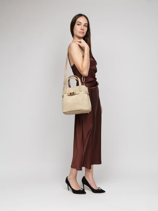 Giulia Monti Schultertasche Grau Beige - Image 5