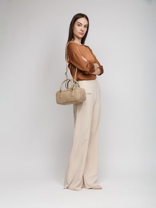 Giulia Monti Schultertasche Grau Beige - Image 5