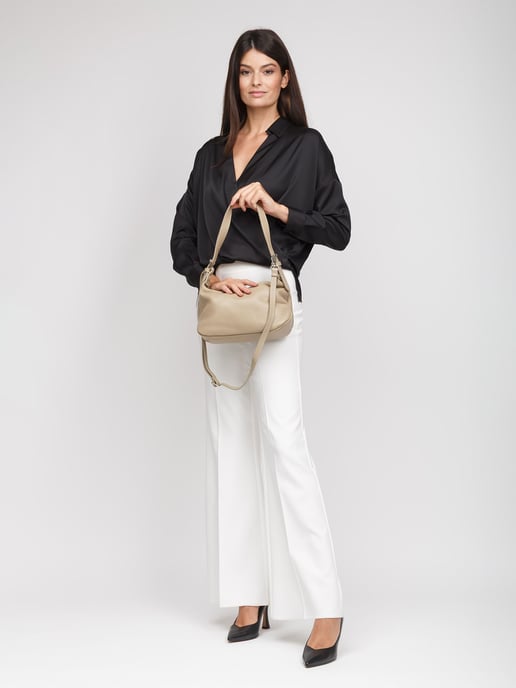 Giulia Monti Umhängetasche Grau Beige - Image 5