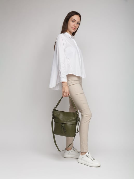 Giulia Monti Schultertasche Militärgrün - Image 5