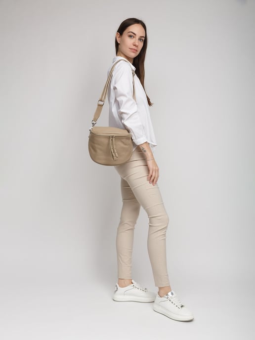 Giulia Monti Schultertasche Grau Beige - Image 5