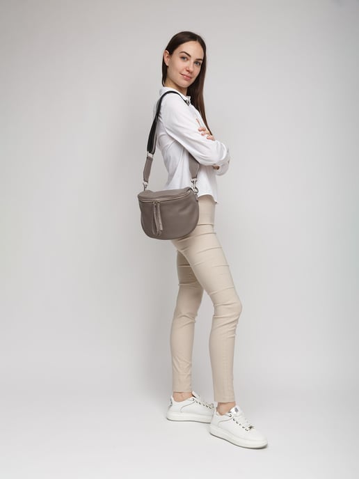 Giulia Monti Schultertasche Grau Braun - Image 5
