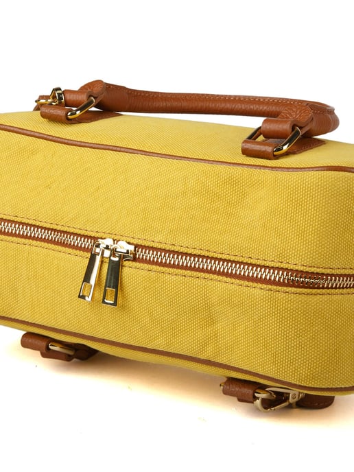 Giulia Monti Schultertasche Gelb Goldbraun - Image 4