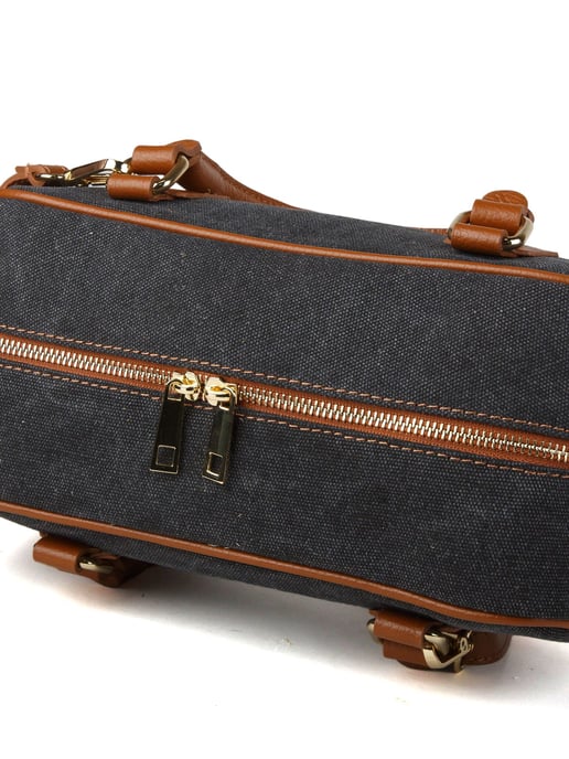 Giulia Monti Schultertasche Dunkelgrau Goldbraun - Image 4