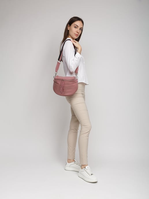 Giulia Monti Schultertasche Blasses Pflaumenlila oder Korallpink - Image 5
