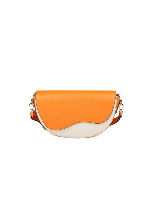 Giulia Monti Schultertasche Orange Hellbeige - Image 1