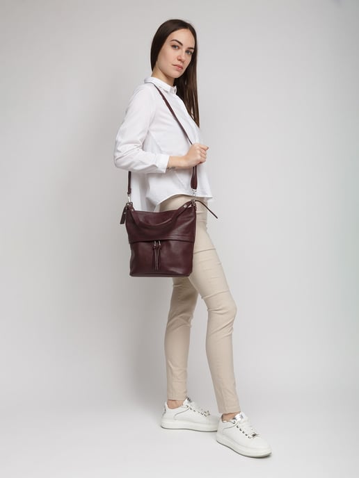 Giulia Monti Schultertasche Burgunderrot - Image 5