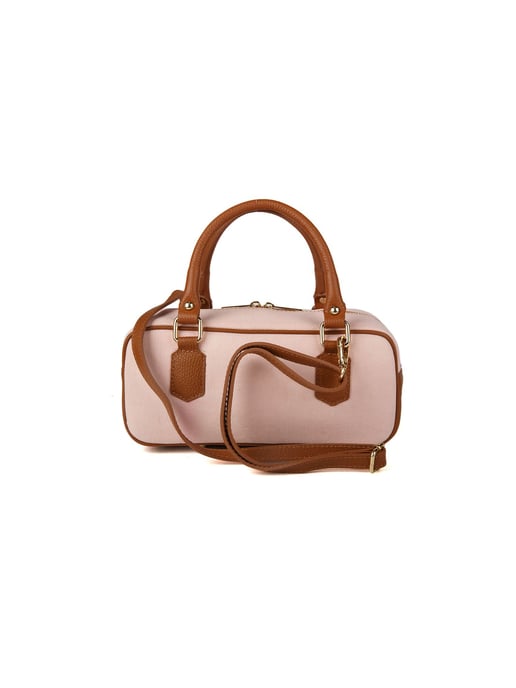 Giulia Monti Schultertasche Blassrosa Goldbraun - Image 3