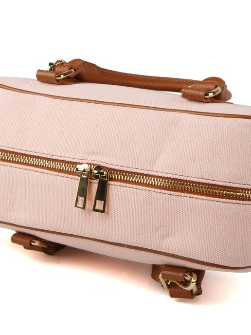 Giulia Monti Schultertasche Blassrosa Goldbraun - Image 4
