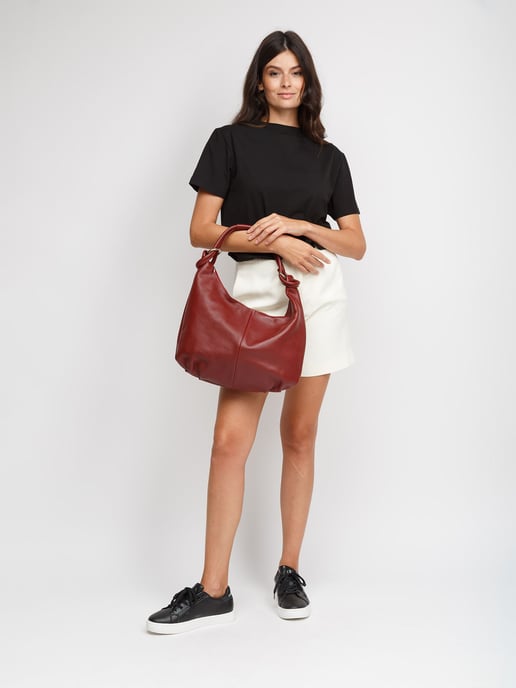 Giulia Monti Schultertasche Burgunderrot - Image 4