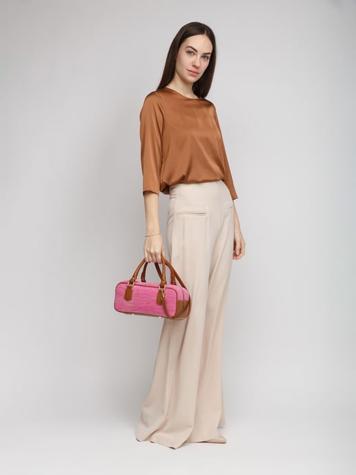 Giulia Monti Schultertasche Fuchsia Golden Brown - Image 5