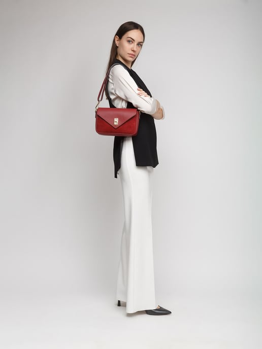 Giulia Monti Schultertasche Dunkelrot - Image 5