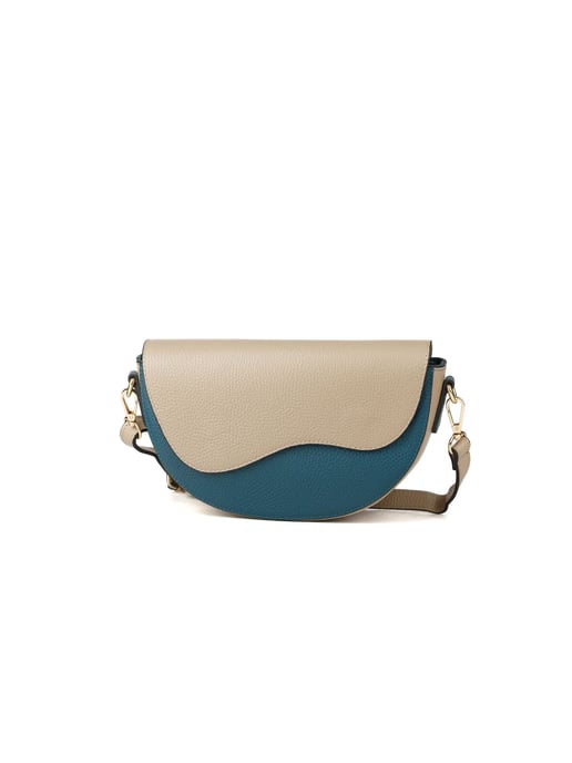 Giulia Monti Schultertasche Taupe Meeresgrün - Image 1