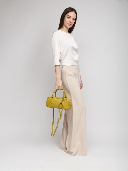 Giulia Monti Schultertasche Senfgelb oder Olive - Image 5