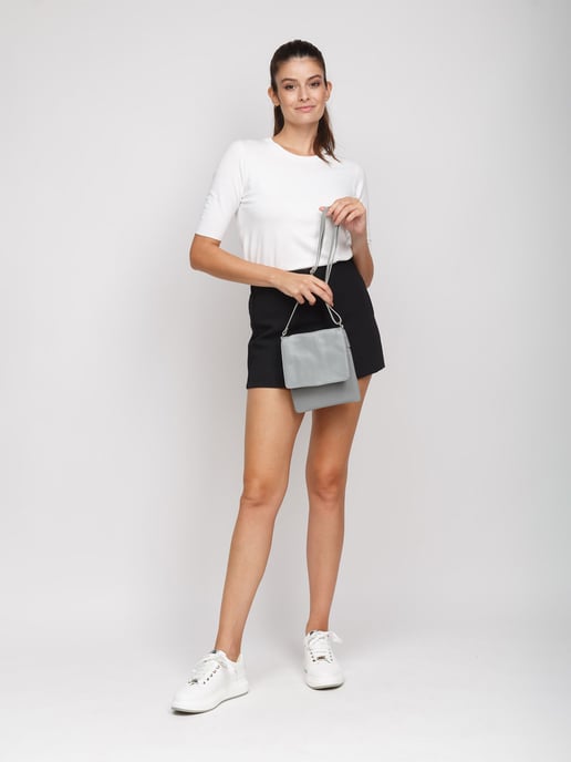 Giulia Monti Umhängetasche Grau Beige - Image 5