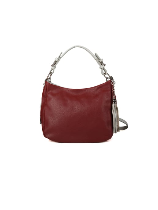 Giulia Monti Schultertasche Weinrot Grau - Image 1