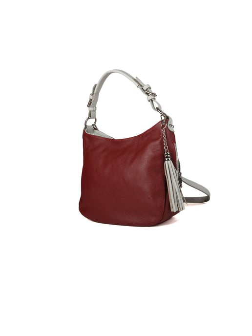 Giulia Monti Schultertasche Weinrot Grau - Image 2