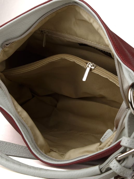 Giulia Monti Schultertasche Weinrot Grau - Image 4
