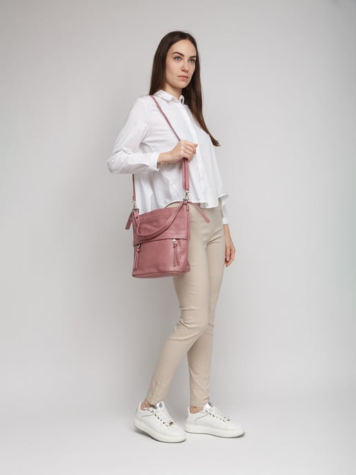 Giulia Monti Schultertasche Blasses Pflaumenlila oder Korallpink - Image 5