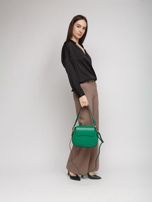 Giulia Monti Schultertasche Klassisch Grün - Image 5