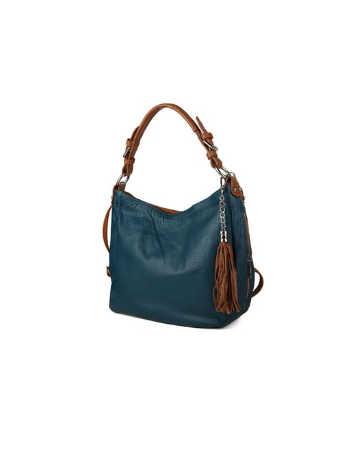 Giulia Monti Schultertasche Dunkel Türkis Goldbraun - Image 2