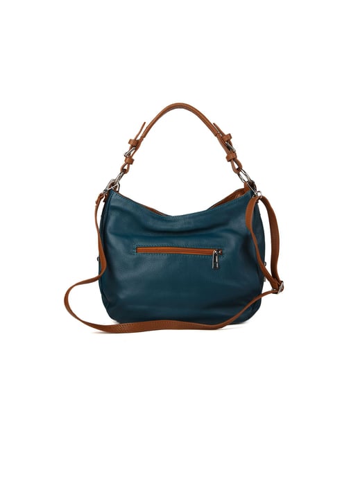 Giulia Monti Schultertasche Dunkel Türkis Goldbraun - Image 3