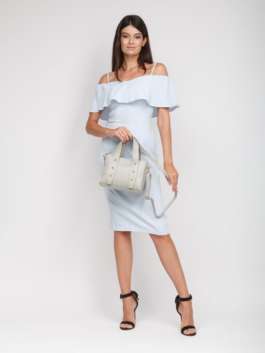 Giulia Monti Schultertasche Hellgrau - Image 5