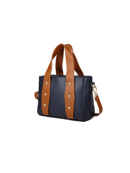 Giulia Monti Schultertasche Nachtblau Golden Brown - Image 2