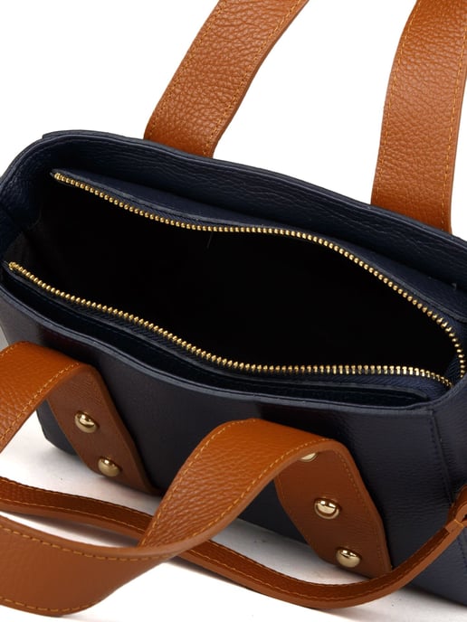 Giulia Monti Schultertasche Nachtblau Golden Brown - Image 4