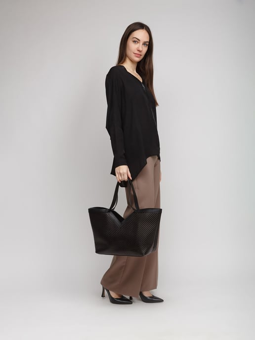 Giulia Monti Shopper Tasche Schwarz - Image 4