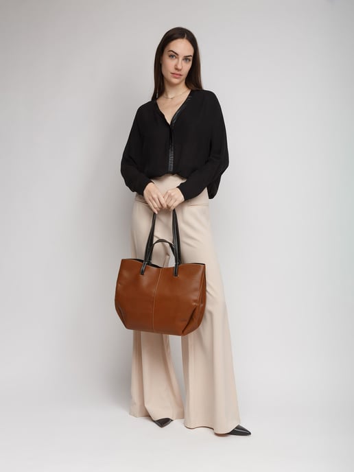 Giulia Monti Tragetasche Goldbraun Schwarz - Image 5