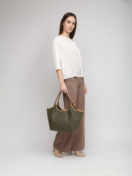 Giulia Monti Tote Bag Militärgrün Beige - Image 4
