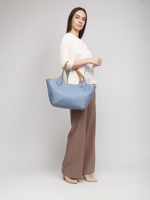 Giulia Monti Tote Bag Himmelblau Braun - Image 4