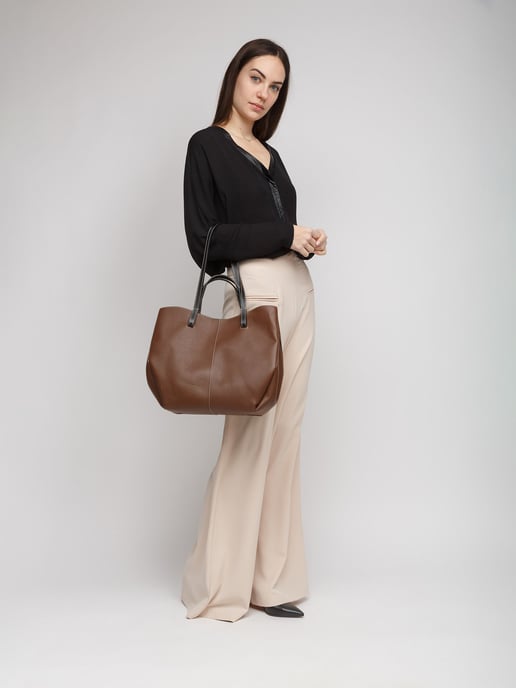 Giulia Monti Tote Bag Walnussbraun Schwarz - Image 5