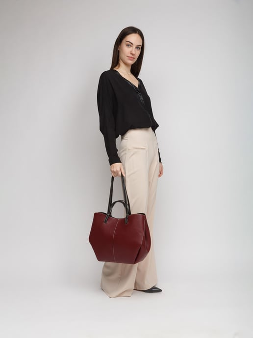 Giulia Monti Tote Bag Burgundy Schwarz - Image 5