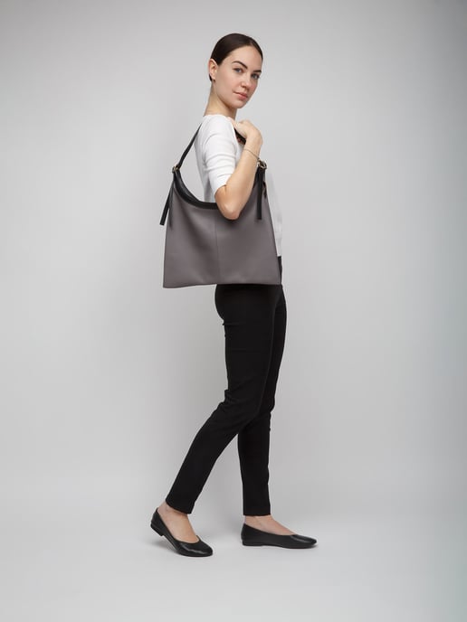 Giulia Monti Umhängetasche Grau Schwarz - Image 5