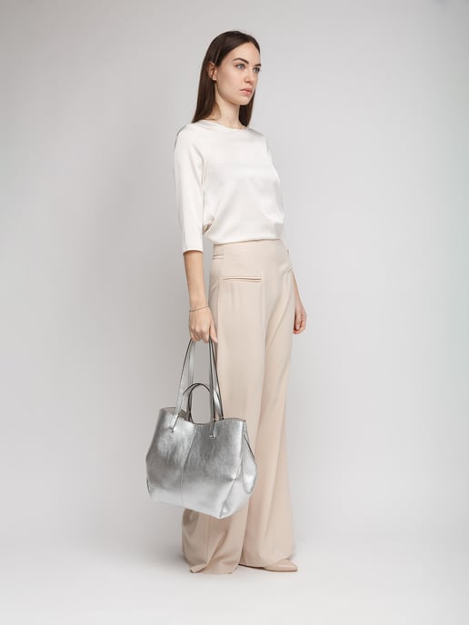 Giulia Monti Shopper Tasche Silber - Image 5