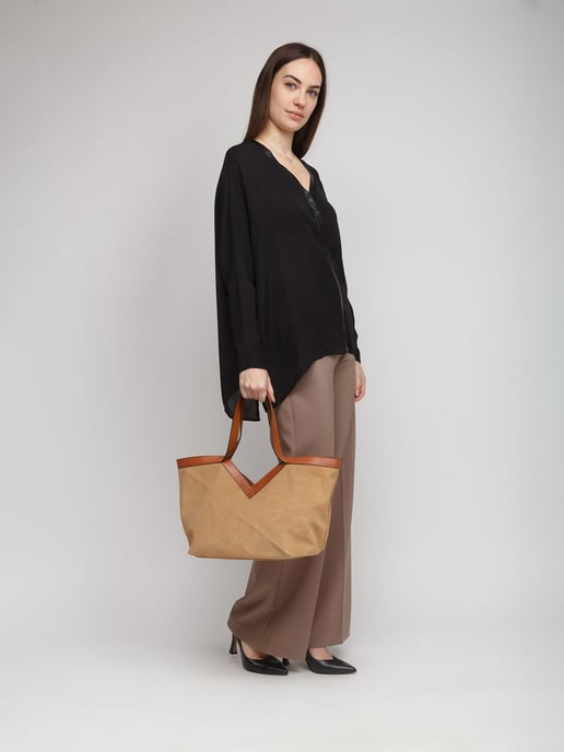 Giulia Monti Tote Bag Beige Goldbraun - Image 4