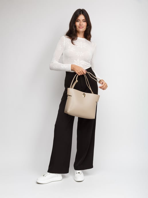 Giulia Monti Umhängetasche Grau Beige - Image 5
