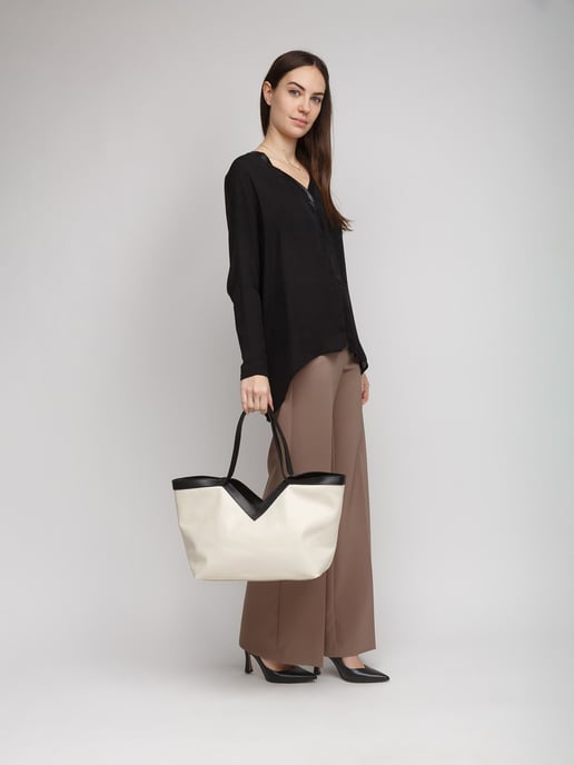 Giulia Monti Einkaufstasche Hellbeige Schwarz - Image 4