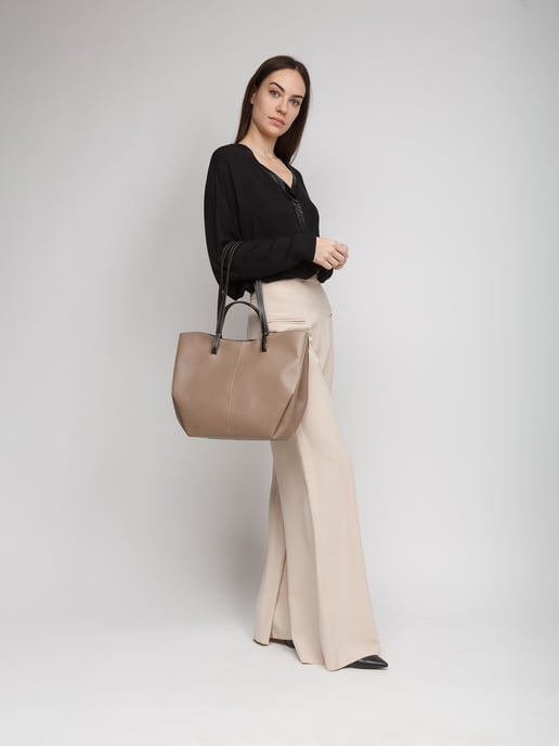 Giulia Monti Handtasche Helles Taupe Schwarz - Image 5
