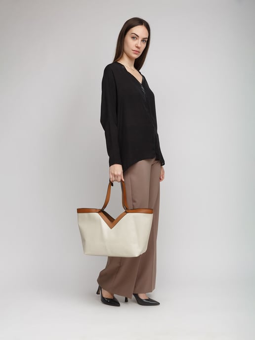 Giulia Monti Tote Bag Hellbeige Goldbraun - Image 4