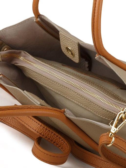 Giulia Monti Handtasche Grau Beige Hellbraun - Image 4