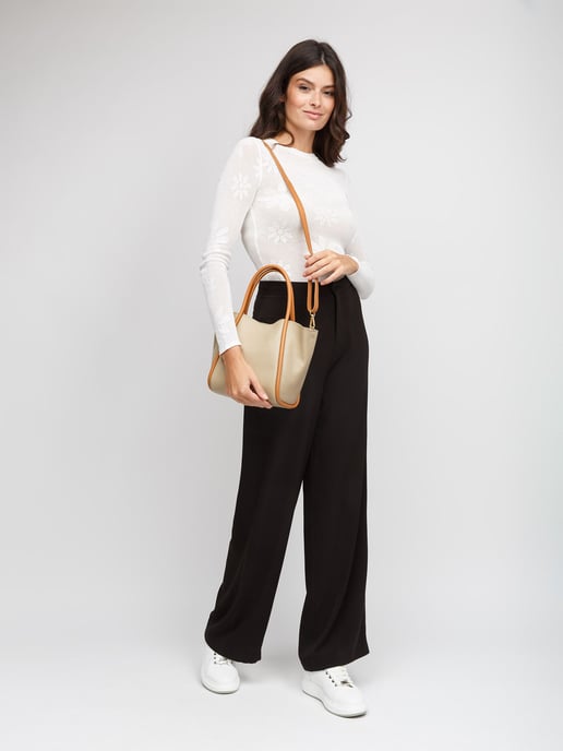 Giulia Monti Handtasche Grau Beige Hellbraun - Image 5
