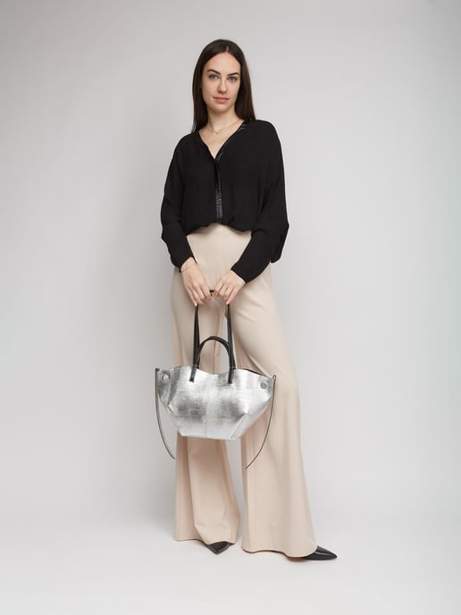 Giulia Monti Handtasche Silber Schwarz - Image 5