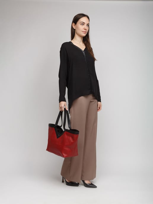 Giulia Monti Shopper Dunkelrot Schwarz - Image 4
