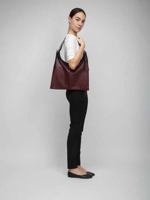 Giulia Monti Tote Bag Burgunder Schwarz - Image 4