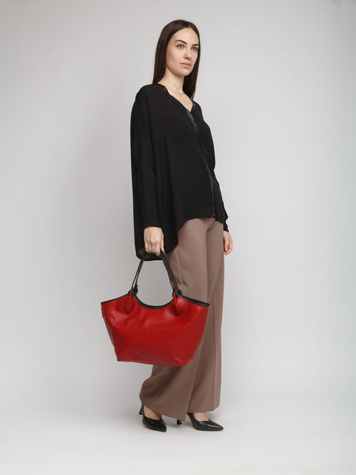 Giulia Monti Tote Bag Weinrot Schwarz - Image 4