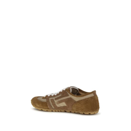 Balmain Beige Kalbleder Bos Taurus Athletik Sneakers - Image 3
