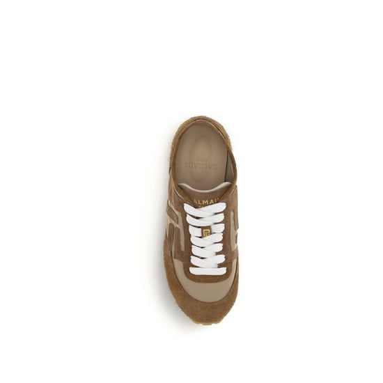 Balmain Beige Kalbleder Bos Taurus Athletik Sneakers - Image 4